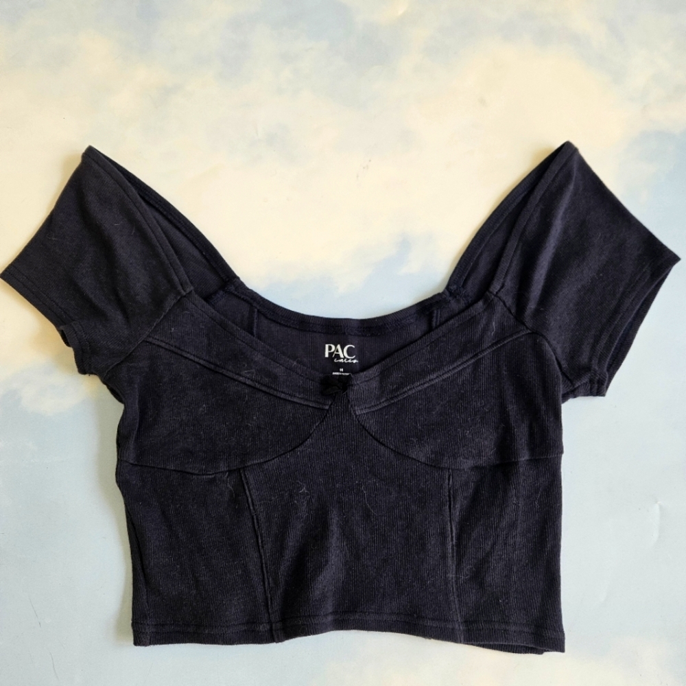 Pacsun Black Bow Babydoll Top Cottagecore Crop Top Off The Shoulder
